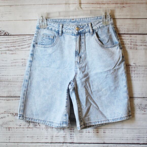 SHEIN EZwear Women's Solid Color Simple Casual Denim Shorts Sz PS - Picture 4 of 6